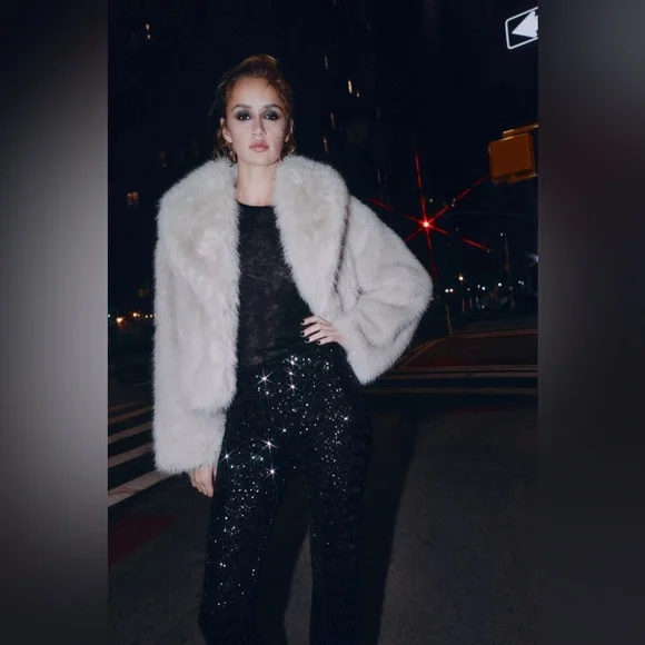 Elegant Black Sequin Dress Pants - Picture 3 of 11